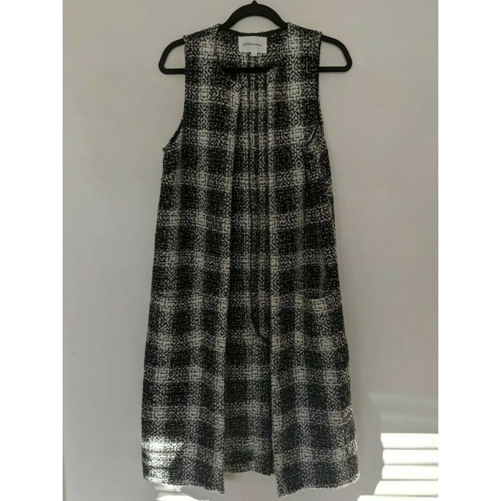 BCBG Generation Size Small Extra Long Plaid Sweater Vest Sleeveless